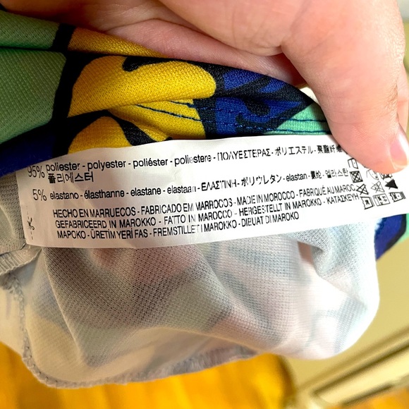 NWT Zara Trafaluc Blue Yellow Green Floral Bodycon Sleeveless Dress Sz S - Picture 5 of 6